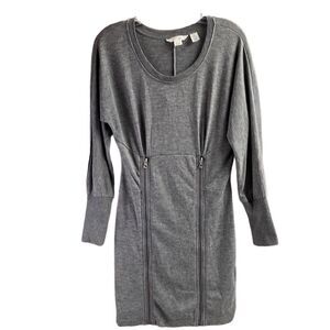 Derek Heart Women's Gray Scoop Neck Long Sleeve Knee Length Size Medium